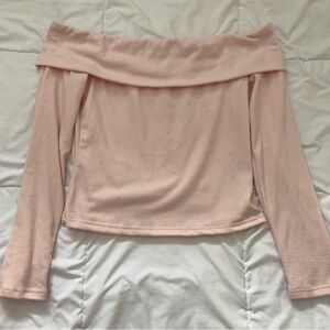 pink off shoulder long sleeve top